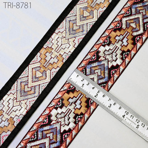 9 Yard Geometric 6CM Embroidery Trim Ribbons Embellishment Embroidered Fabric Saree Theatrical Costumes Border DIY Crafting Sewing Beach Bag