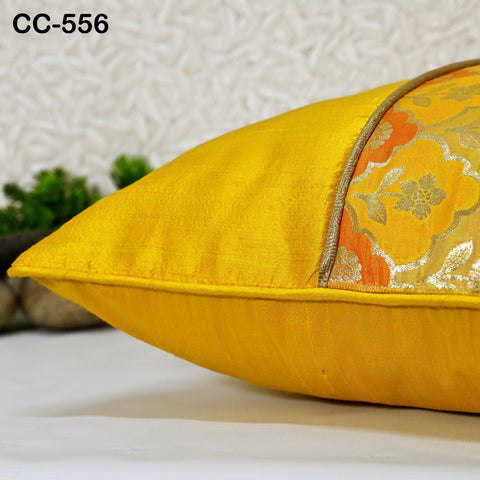 Handmade Gold Brocade Cushion Cover: Pure Silk Pillowcase
