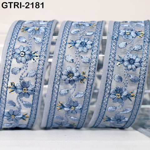 9 Yard Embroidered Fabric 3 CM Trim Gift Wrapping Ribbons Indian Sari Embellishment Sewing DIY Crafting Border Embroidery Cushion Lace