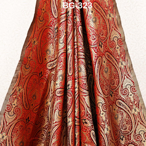 Maroon Gold Brocade Fabric by the yard Indian Blended Silk Wedding Dress Banarasi Vest, Corset Fabric Theatrical Costumes Mid Length Coats