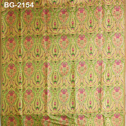 Pistachio Brocade Fabric By The Yard Banarasi Indian Bridal Wedding Dresses Varanasi Blended Silk Crafting Sewing Costume Lehenga Blouses