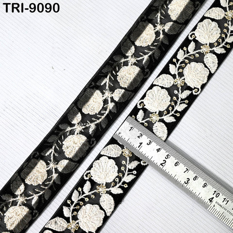 9 Yard Embroidery Ribbons Fabric Trims 4cm Embellishment Embroidered Sewing Crafting Border Indian Costumes Dog Collar Tote Bags Lampshades