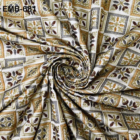 Ivory Wedding Dress Material Embroidered Fabric by the yard Sewing DIY Crafting Indian Embroidery Victorian Costume Dolls Waistcoats
