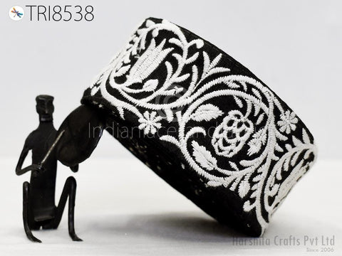 9 Yard Black 65mm Sari Border Embroidery Trims Tape Embroidered Saree Ribbons Embellish Sewing Costumes Crafting Hair Bands Straps Tote Bags