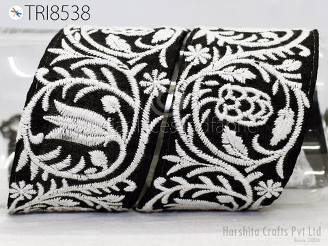 9 Yard Black 65mm Sari Border Embroidery Trims Tape Embroidered Saree Ribbons Embellish Sewing Costumes Crafting Hair Bands Straps Tote Bags