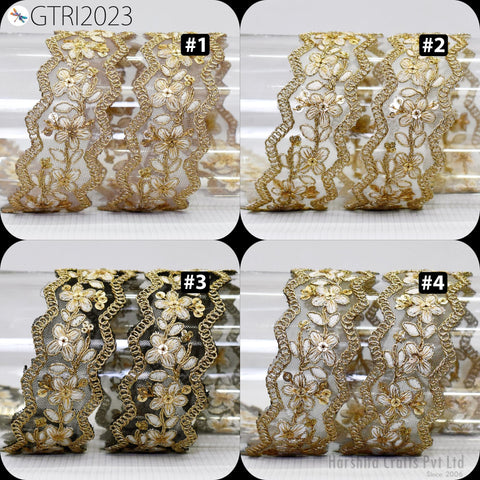 9 Yard Indian Scallop Edge Embroidery 5cm Trim Embroidered Saree Ribbon Cushions Cover Sewing Crafting Tape Curtains Headbands Sari Border