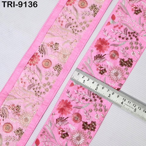 9 Yard Pink Embroidery 8cm Trim Ribbon Dress Indian Lehenga Sari Border DIY Crafting Saree Sewing Decorative Beach Bags Trimmings Home Decor