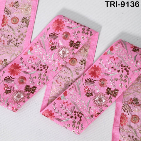 9 Yard Pink Embroidery 8cm Trim Ribbon Dress Indian Lehenga Sari Border DIY Crafting Saree Sewing Decorative Beach Bags Trimmings Home Decor