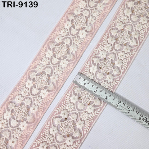 3 Yard Indian Embroidery Trim Embellishment Sari Border Embroidered Saree Ribbon Cushions Home Décor Sewing Clothing Costumes Trimmings 8cm