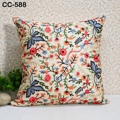 Embroidered Pure Dupioni Silk Cushion Cover Handmade Silk Throw Pillow Cover Decorative Home Decor House Warming Bridal Shower Wedding Gift