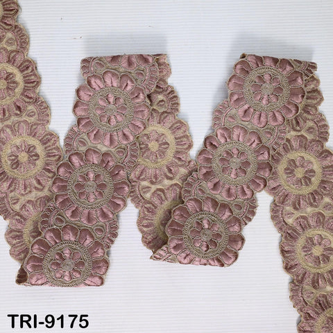 9 Yard Brown Indian Embroidery Trim 7cm Ribbon Embroidered Wedding Sari lehenga Border Saree Sewing Crafting Wall Decor Curtains Headbands