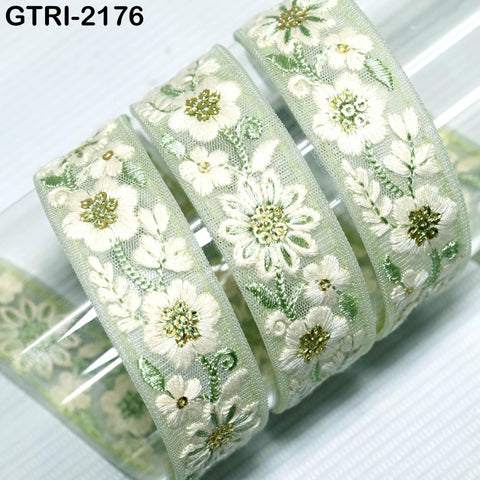 9 Yard 3cm Embroidery Ribbon for Kids Crafting Sewing Costumes Dog Collar Tote Bags, Lampshades, Holidays Decor Embroidered Embellishment