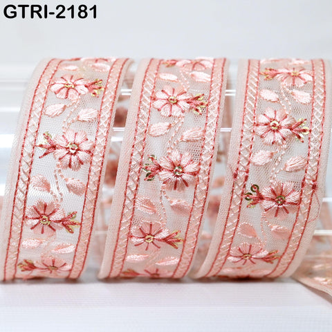 9 Yard Embroidered Fabric 3 CM Trim Gift Wrapping Ribbons Indian Sari Embellishment Sewing DIY Crafting Border Embroidery Cushion Lace