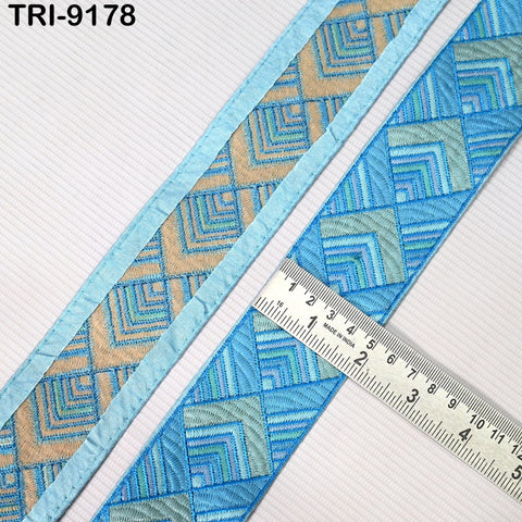 9 Yard Turquoise 5cm Embroidery Ribbon Fabric Trim Gift Wrapping Saree DIY Crafting Shoe making Home Decor Embellishment Trim Embroidered