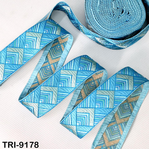 9 Yard Turquoise 5cm Embroidery Ribbon Fabric Trim Gift Wrapping Saree DIY Crafting Shoe making Home Decor Embellishment Trim Embroidered