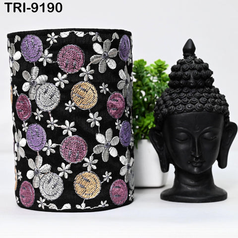 9 Yard Black Embroidery Ribbon 16cm Trims Embellishment Embroidered Saree Border Costumes DIY Crafting Sewing Beach Bag Tote Holidays Decor