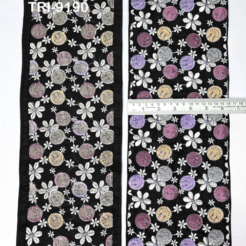 9 Yard Black Embroidery Ribbon 16cm Trims Embellishment Embroidered Saree Border Costumes DIY Crafting Sewing Beach Bag Tote Holidays Decor