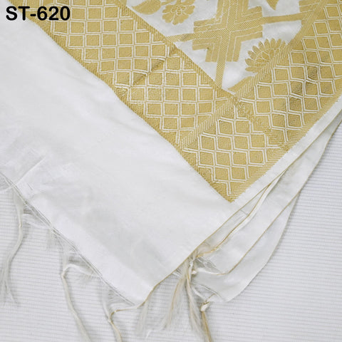 White Dyeable Dupatta Indian Designer Wrap Evening Scarves Gift for Her Women Brocade Silk Stole Bridesmaid Wedding Christmas Birthday Gifts