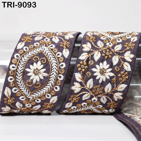 9 Yard Mauve Indian Embellishment Embroidered 5cm Fabric Trim Saree Ribbon Crafting Sewing Embroidery Border Dress Trimmings Beach Tote Bags