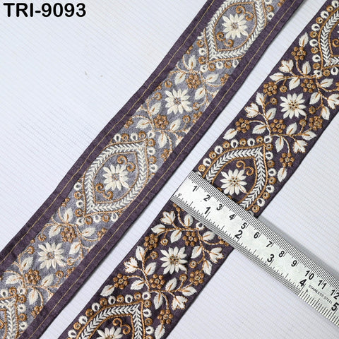 9 Yard Mauve Indian Embellishment Embroidered 5cm Fabric Trim Saree Ribbon Crafting Sewing Embroidery Border Dress Trimmings Beach Tote Bags