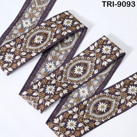 9 Yard Mauve Indian Embellishment Embroidered 5cm Fabric Trim Saree Ribbon Crafting Sewing Embroidery Border Dress Trimmings Beach Tote Bags