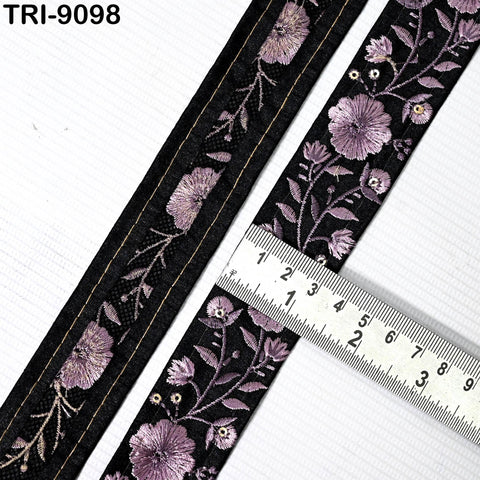 9 Yard Mauve Embroidery Ribbon Trim 4cm Embroidered Indian Sari Embellishments Sewing Crafting Bags Trimming Curtains Shoe Making Dog Collar