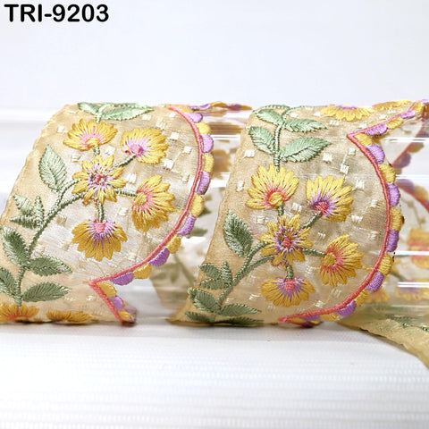 9 Yard Indian 6 cm Scallop Edge Embroidery Trim Embroidered Saree Ribbon Cushions Cover Sewing Crafting Tape Curtains Headbands Sari Border