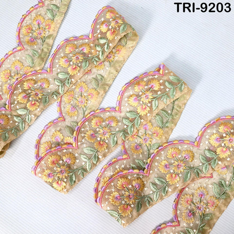 9 Yard Indian 6 cm Scallop Edge Embroidery Trim Embroidered Saree Ribbon Cushions Cover Sewing Crafting Tape Curtains Headbands Sari Border