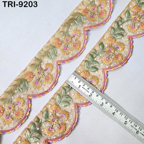 9 Yard Indian 6 cm Scallop Edge Embroidery Trim Embroidered Saree Ribbon Cushions Cover Sewing Crafting Tape Curtains Headbands Sari Border