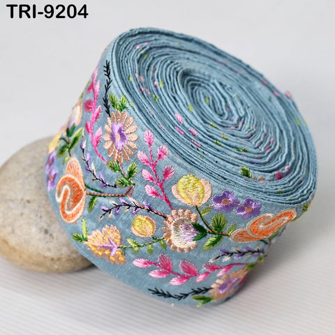 9 Yard 8cm Indian Trims Embroidered Decorative Fabric Laces Sari Border Saree Ribbon Curtains Home Decor Sewing Accessory DIY Crafting