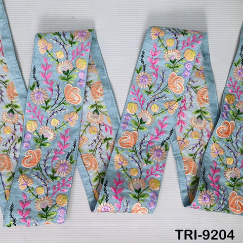 3 Yard 8cm Indian Trims Embroidered Decorative Fabric Laces Sari Border Saree Ribbon Curtains Home Decor Sewing Accessory DIY Crafting