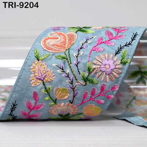 3 Yard 8cm Indian Trims Embroidered Decorative Fabric Laces Sari Border Saree Ribbon Curtains Home Decor Sewing Accessory DIY Crafting