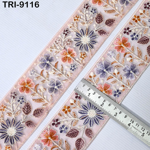 9 Yard Floral Embroidery Ribbon 6cm DIY Crafting Sewing Costumes Shoes making, Tote Bags, Lampshades Holidays Decor Indian Embroidered Lace