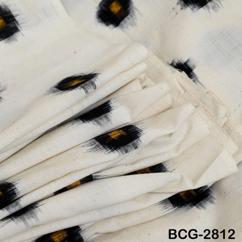 Ivory Black Double Ikat Cotton Fabric by Yard – Handwoven Homespun Textile