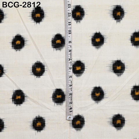 Ivory Black Double Ikat Cotton Fabric by Yard – Handwoven Homespun Textile