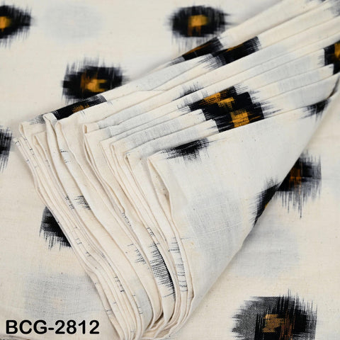 Ivory Black Double Ikat Cotton Fabric by Yard – Handwoven Homespun Textile