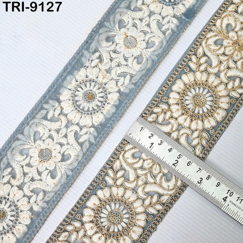 9 Yard Embroidery 65mm Fabric Trim Indian Doll Making Embellishment DIY Crafting Sewing Saree Sari Border Embroidered Ribbon Dresses Costume