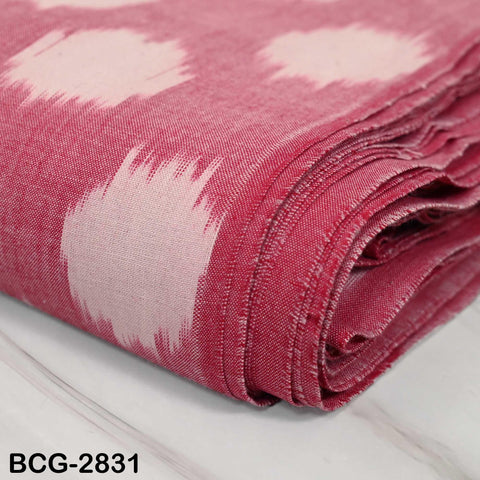Pink Ivory Ikat Cotton Fabric by the Yard: Indian Handloom, Lightweight Quilting, Sewing, Dressmaking