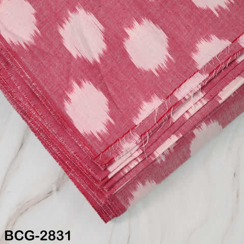 Pink Ivory Ikat Cotton Fabric by the Yard: Indian Handloom, Lightweight Quilting, Sewing, Dressmaking