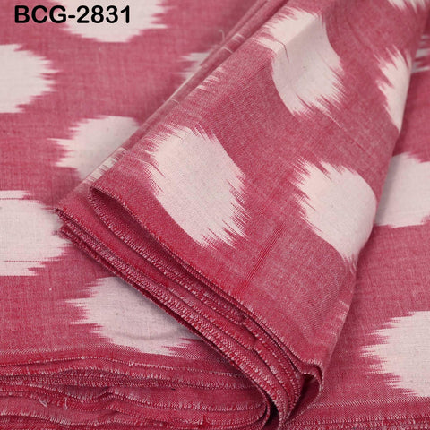 Pink Ivory Ikat Cotton Fabric by the Yard: Indian Handloom, Lightweight Quilting, Sewing, Dressmaking