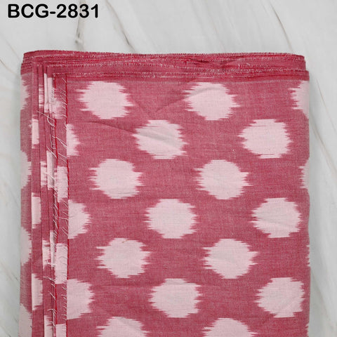 Pink Ivory Ikat Cotton Fabric by the Yard: Indian Handloom, Lightweight Quilting, Sewing, Dressmaking