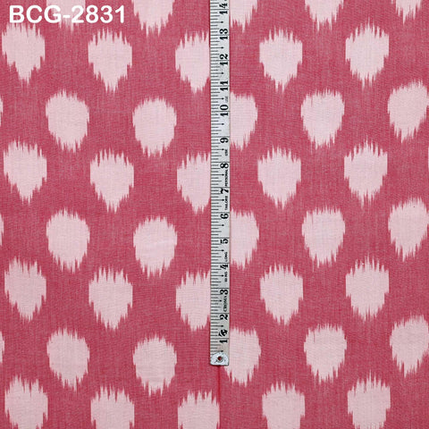 Pink Ivory Ikat Cotton Fabric by the Yard: Indian Handloom, Lightweight Quilting, Sewing, Dressmaking