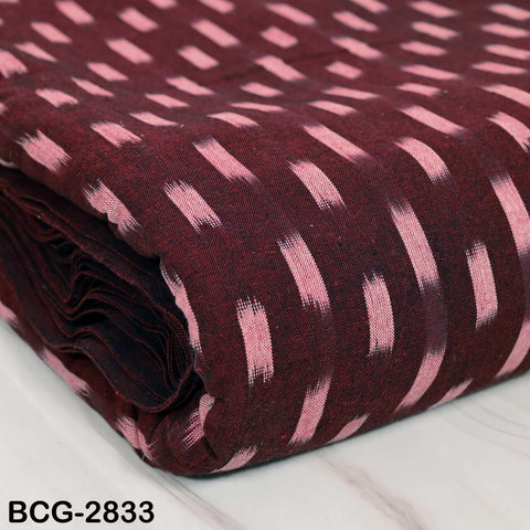 Burgundy Ikat Cotton Fabric by the yard Indian Handloom Handwoven Lampshades Quilting Sewing Crafting Summer Dress Curtains Pillow Apparel