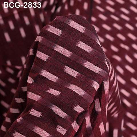 Burgundy Ikat Cotton Fabric by the yard Indian Handloom Handwoven Lampshades Quilting Sewing Crafting Summer Dress Curtains Pillow Apparel