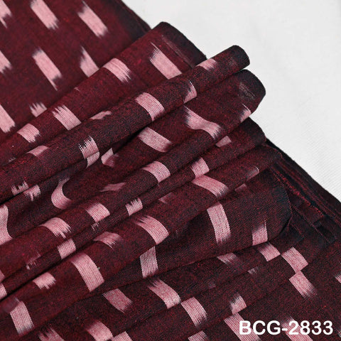 Burgundy Ikat Cotton Fabric by the yard Indian Handloom Handwoven Lampshades Quilting Sewing Crafting Summer Dress Curtains Pillow Apparel