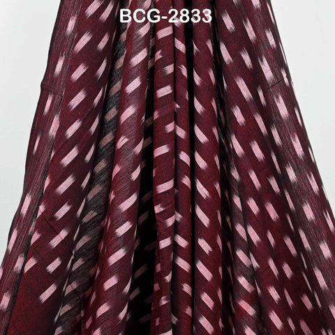 Burgundy Ikat Cotton Fabric by the yard Indian Handloom Handwoven Lampshades Quilting Sewing Crafting Summer Dress Curtains Pillow Apparel