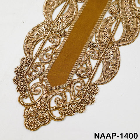 Exclusive Handcrafted Gold Zardosi Neck Patch - Embroidered Decorative Neckline Patch for Party Wear Gown - 1 Piece Indian Appliques & patch