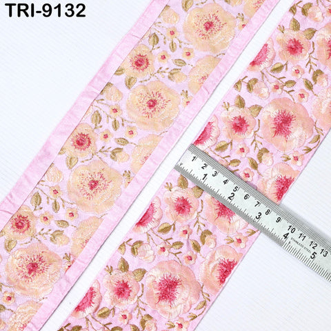 9 Yard Indian 8 cm Embroidered Trim Drapery Embellishments Hats Bags Trimming Decorative Ribbon Crafting Sewing Sari Borders Home Decor