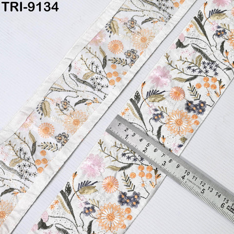 3 Yard Embroidered 8cm Trim Dress Indian Lehenga Sari Border DIY Crafting Saree Sewing Decorative Beach Bags Trimmings Ribbons Home Decor