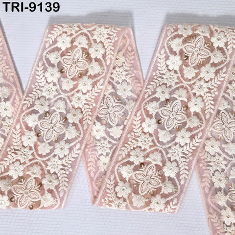 3 Yard Indian Embroidery Trim Embellishment Sari Border Embroidered Saree Ribbon Cushions Home Décor Sewing Clothing Costumes Trimmings 8cm